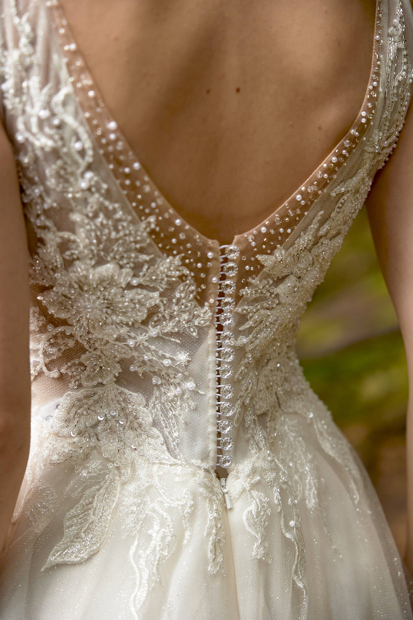 Madeleine A-line Deep V-neck Caramel Wedding dress