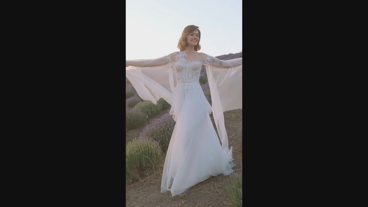 Area A-line Illusion Off White Wedding dress video
