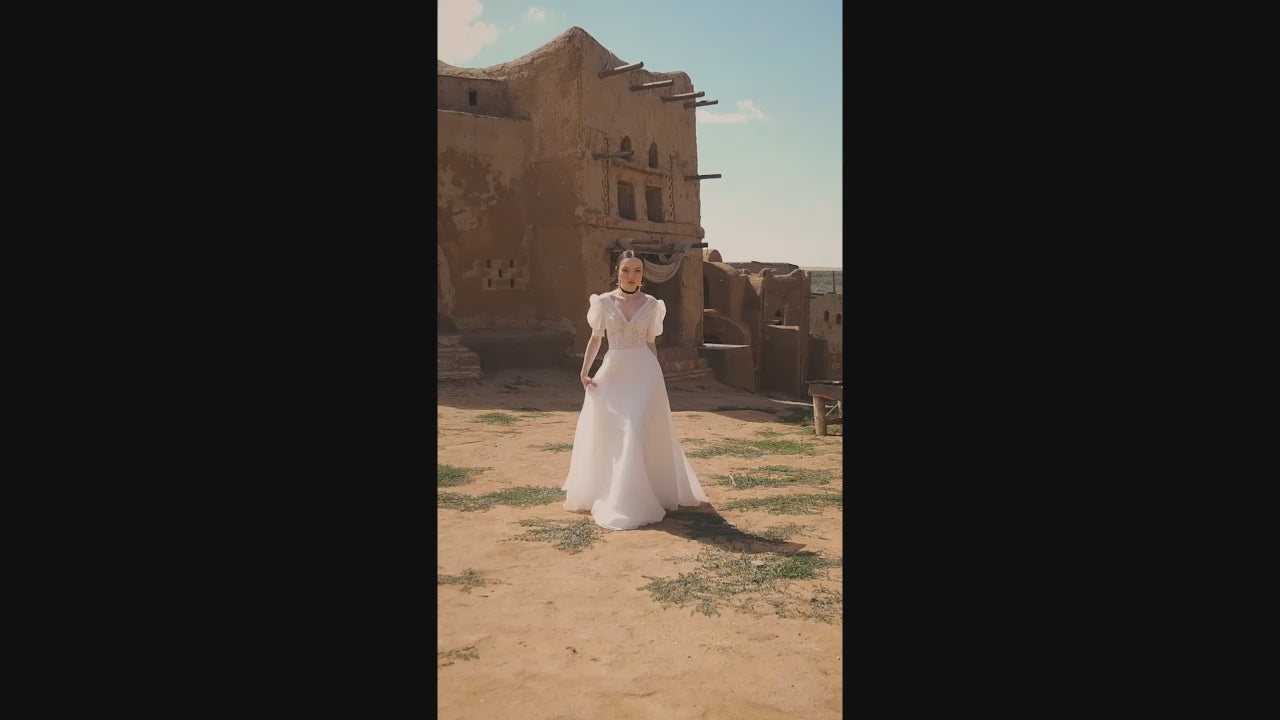 Orsole A-Line V-neck Off White Wedding dress video