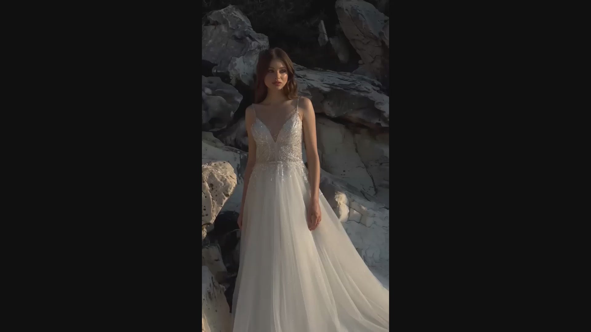 Penellopia A-line V-neck Ivory Wedding dress video