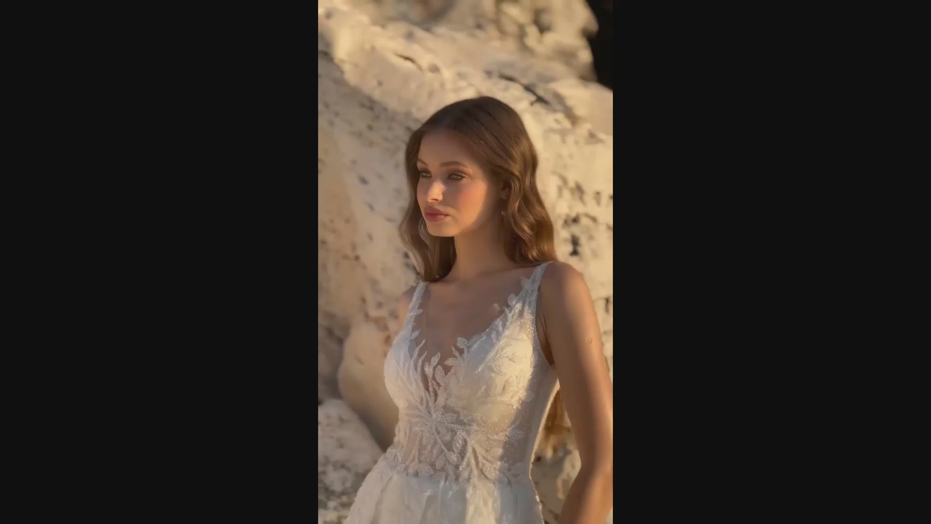 Sarah A-line V-neck Ivory Wedding dress video