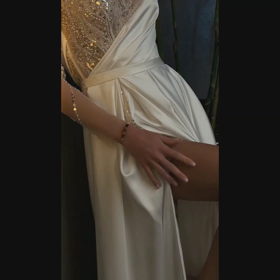 Fabiane A-Line Illusion Ivory Wedding dress