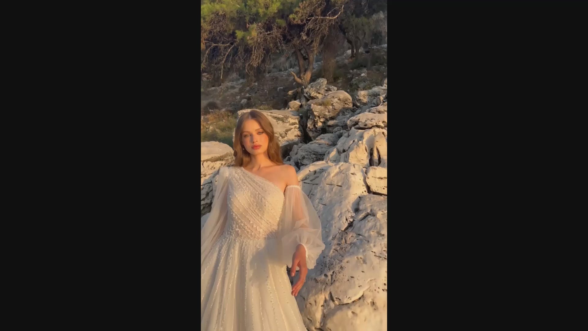 Aurora A-line Asymmetric/One shoulder Ivory Wedding dress video