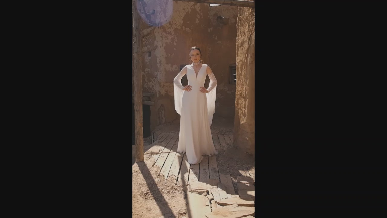 Odelice A-line V-neck Off White Wedding dresses video