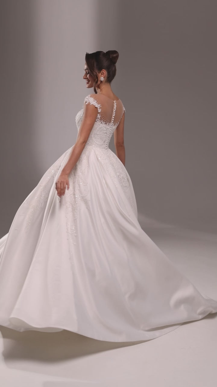 Halston Princess/Ball Gown Illusion Milk Wedding dress video