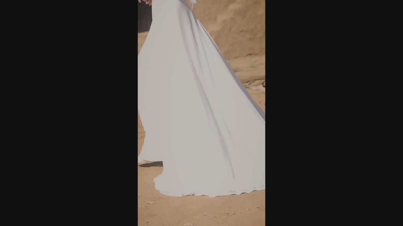 Asmus A-line Deep V-neck Off White Wedding dress video