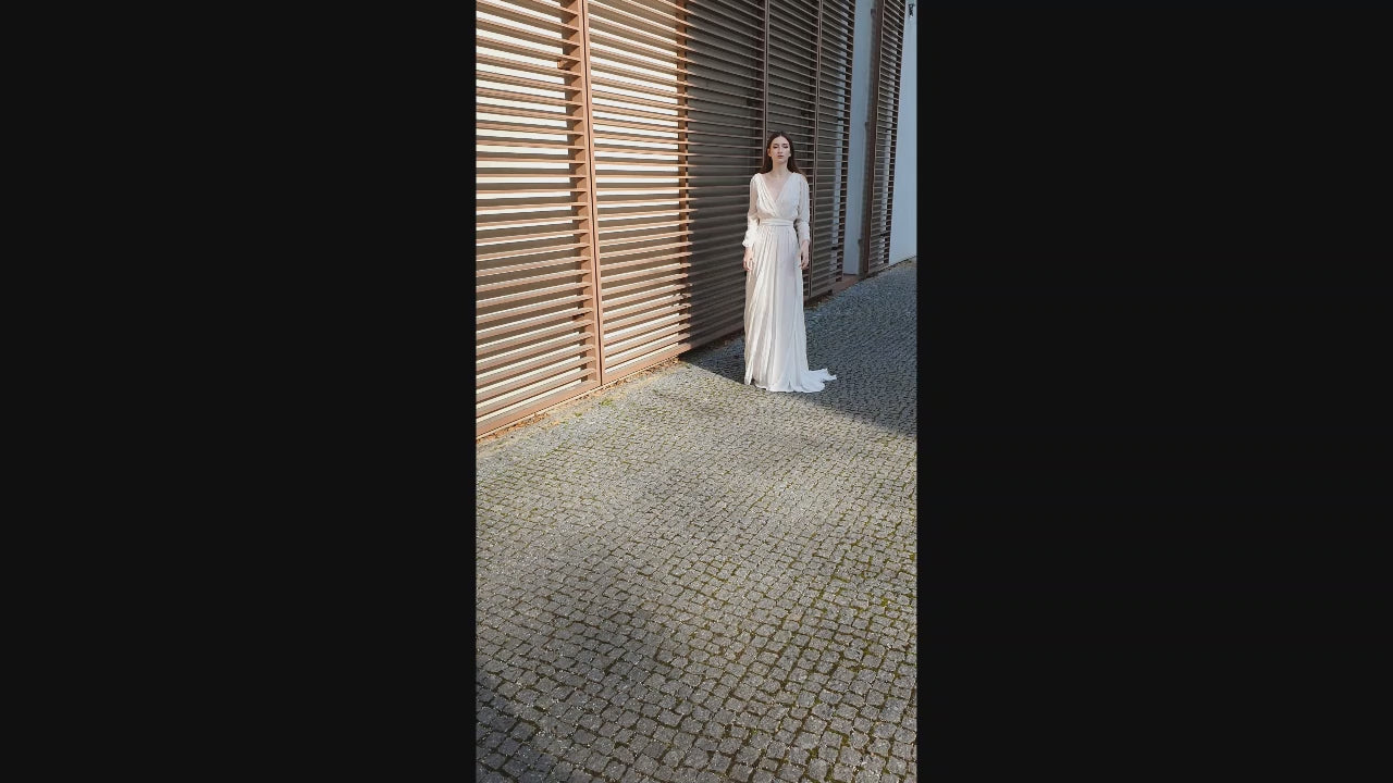 Michaela A-line V-neck White Wedding dress video