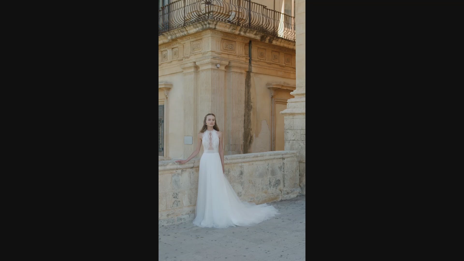 Helena A-line Halter Ivory Wedding dress video