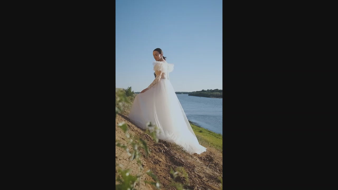 Arabellia A-line Illusion Off White Wedding dress video