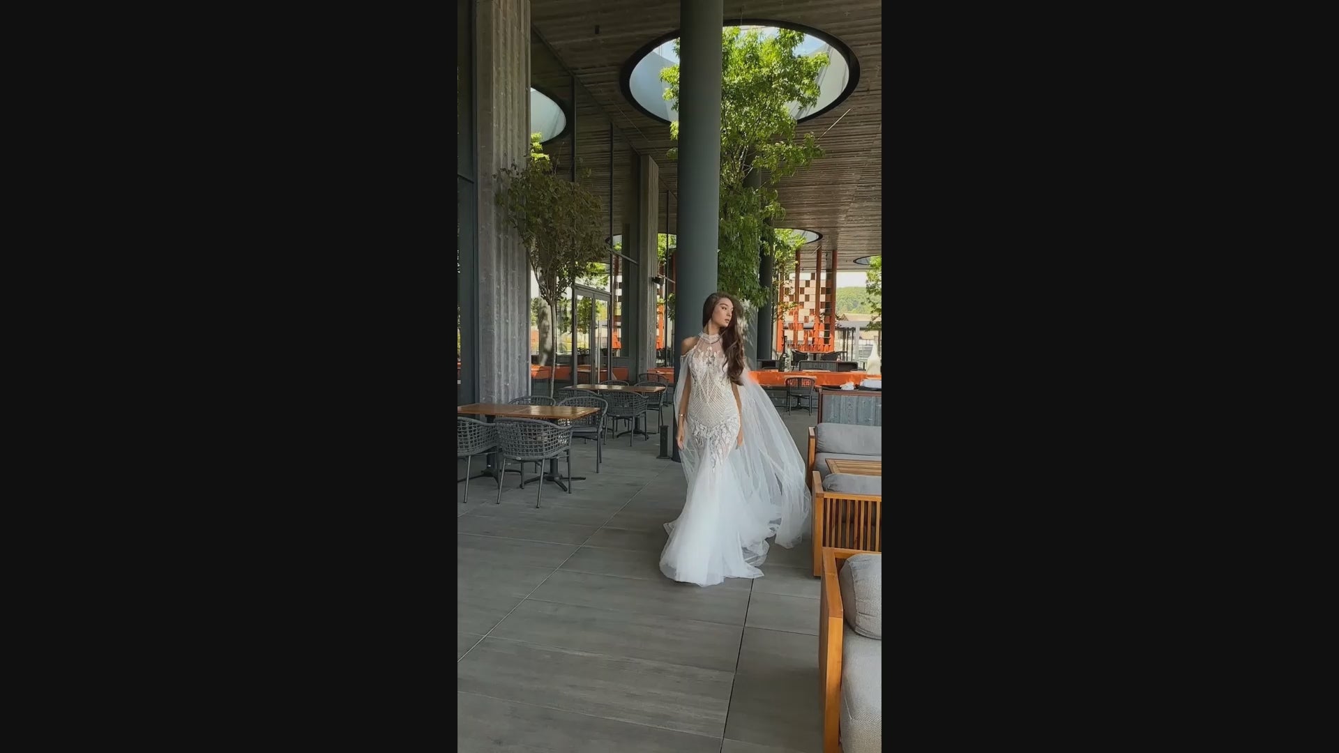 Verona Trumpet/Mermaid Halter Ivory/Blush Wedding dress video