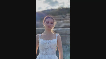 Daisy A-line Straight across Ivory Wedding dress