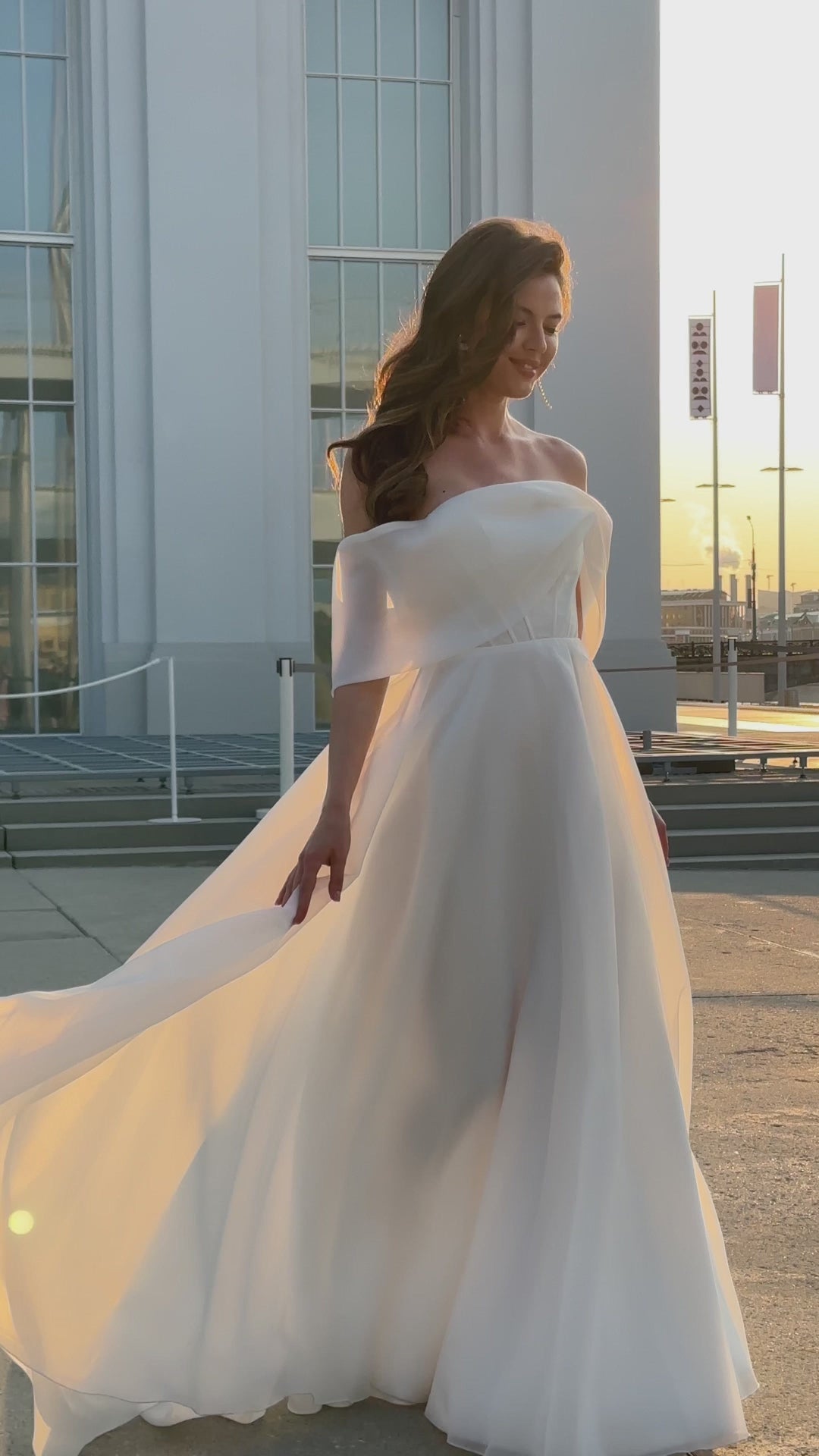 Abelia A-line Off-Shoulder Milk Wedding dress