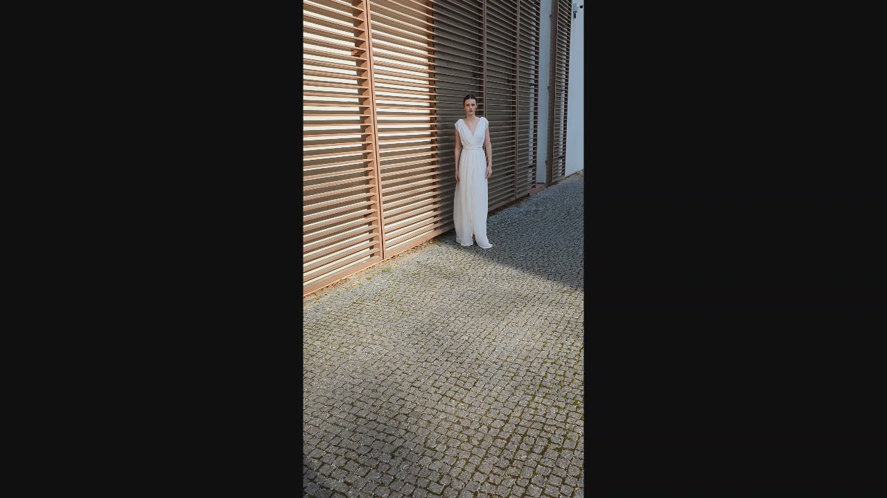 Alena A-line V-neck White Wedding dress video