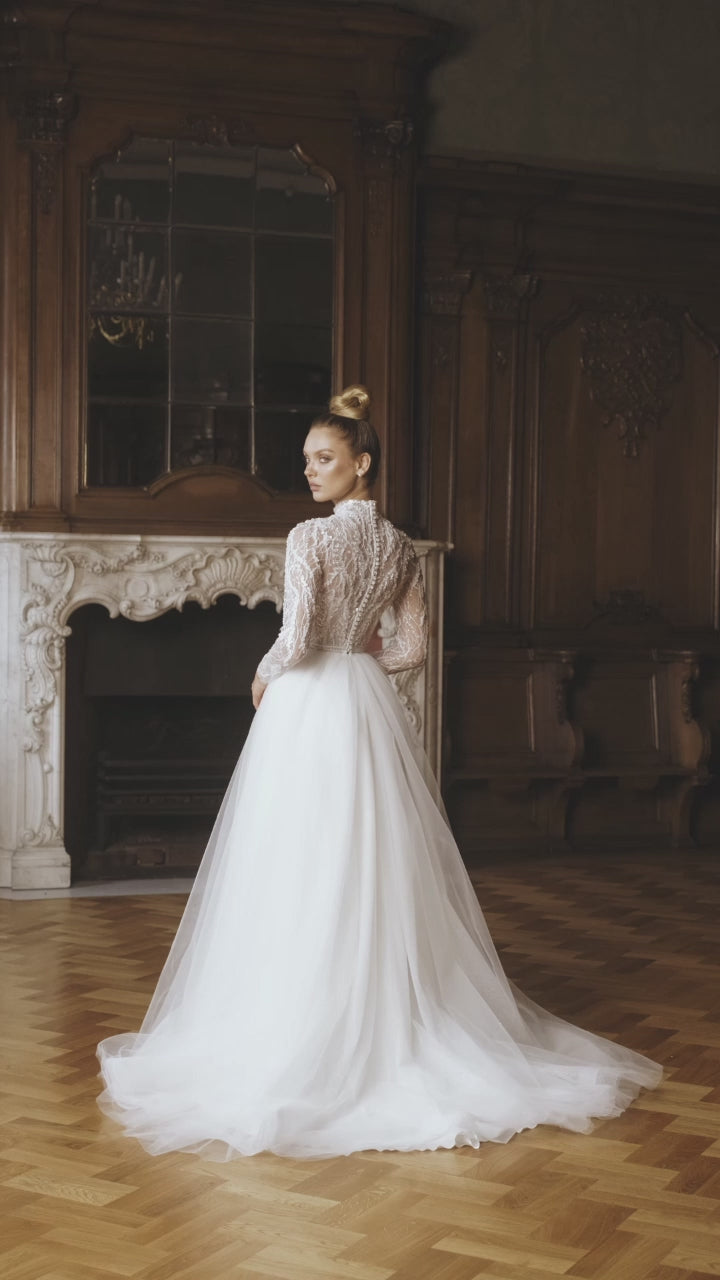 Misteria Princess/Ball Gown High neck Off White Wedding dress video