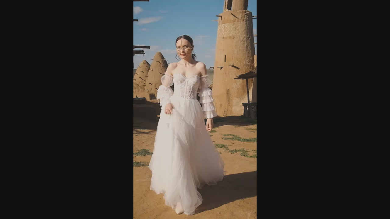 Korsty A-line Sweetheart Off White Wedding dress video