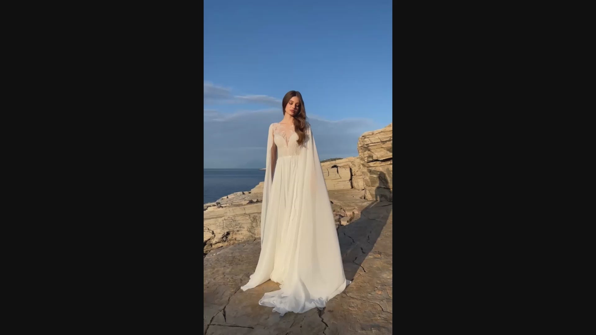 Regina A-line Boat/Bateau Ivory Wedding dress video