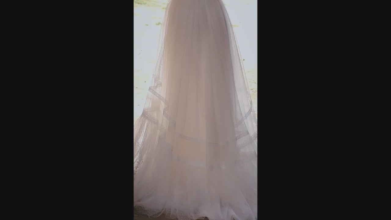 Larus A-line Deep V-neck Pearl Wedding dress video