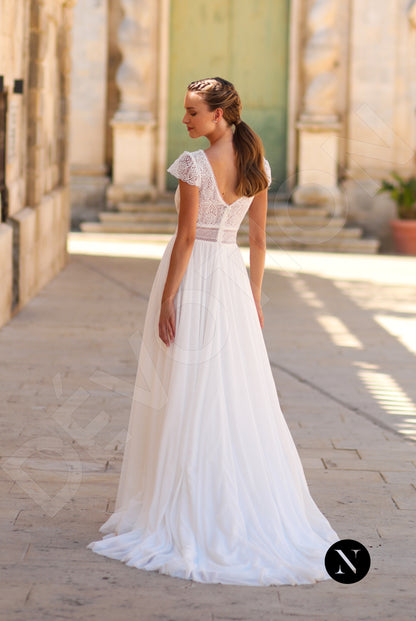 Cora A-line V-neck Ivory Wedding dress Back