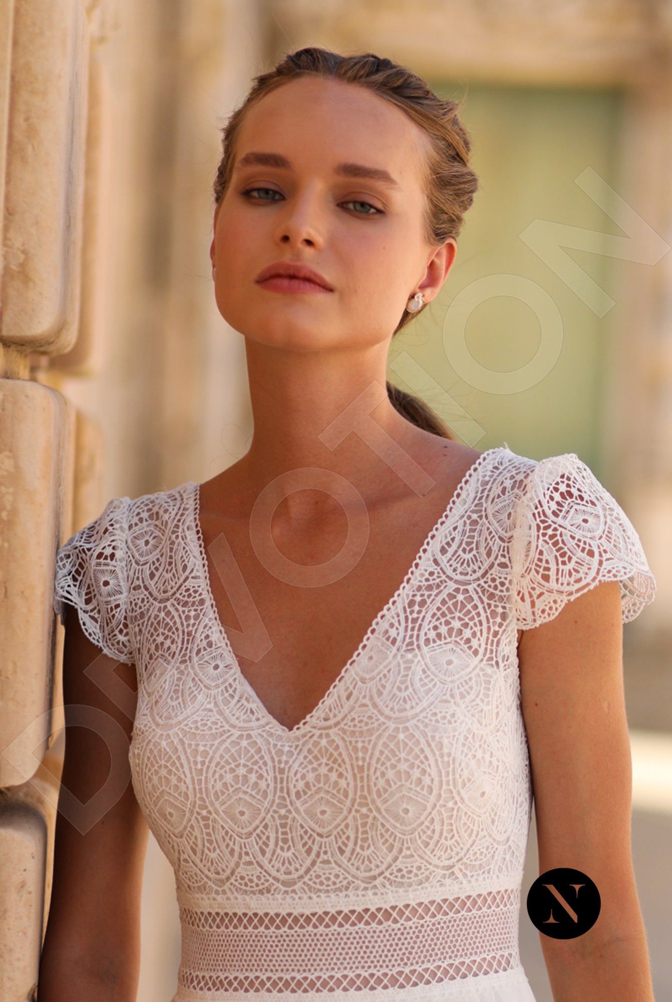 Cora A-line V-neck Ivory Wedding dress 5