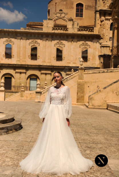 Jenna A-line Boat/Bateau Ivory Wedding dress 7