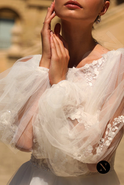 Jenna A-line Boat/Bateau Ivory Wedding dress 4