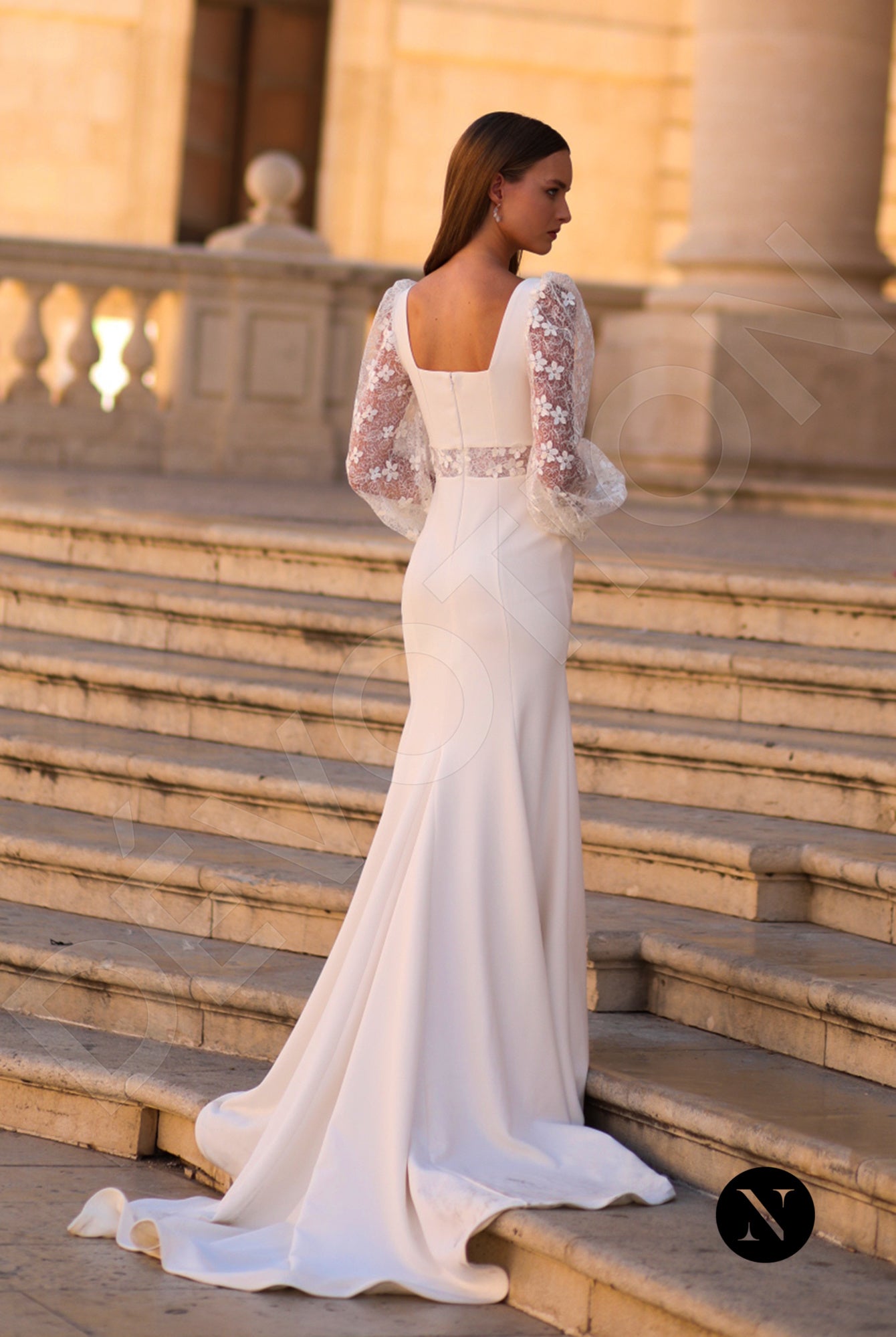 Lily Trumpet/Mermaid Square Ivory Wedding dress Back
