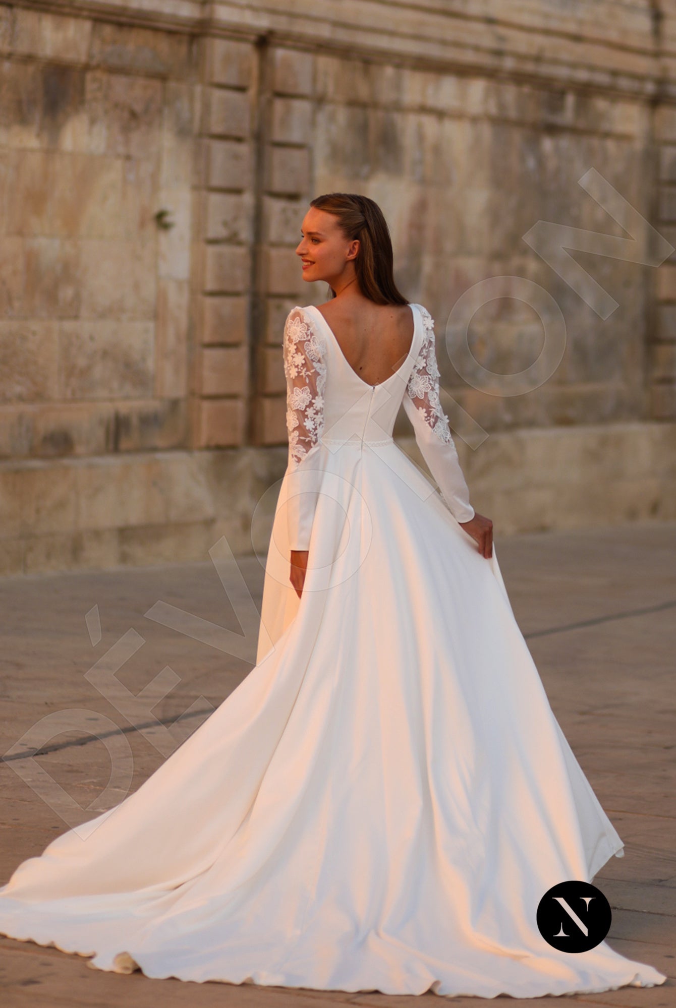 Roxana A-line V-neck Ivory Wedding dress Back