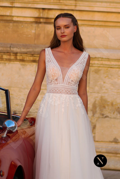 Scarlette A-line Deep V-neck Ivory Wedding dress 4