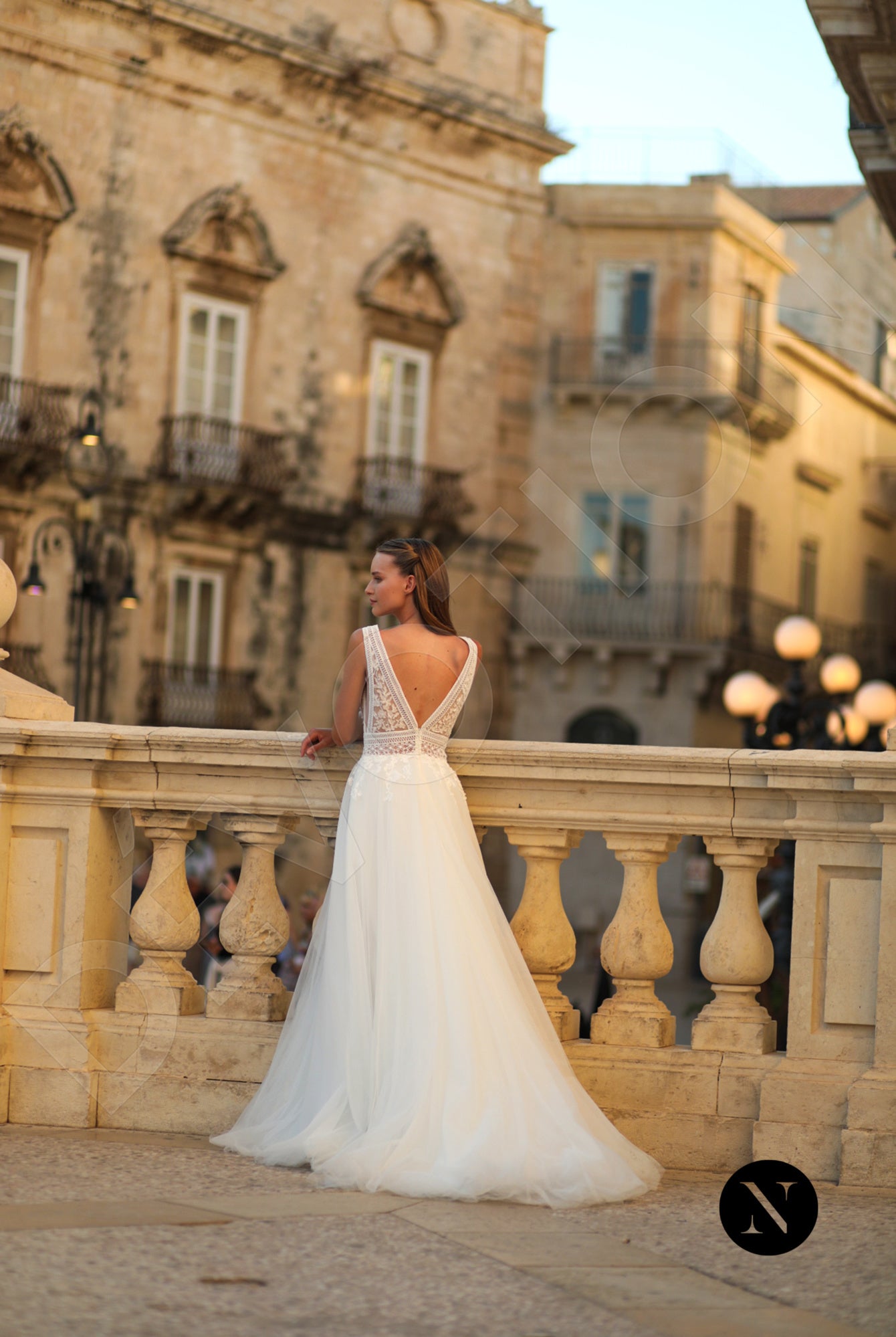 Scarlette A-line Deep V-neck Ivory Wedding dress 6