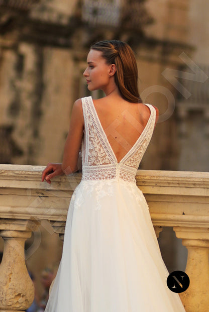 Scarlette A-line Deep V-neck Ivory Wedding dress 3