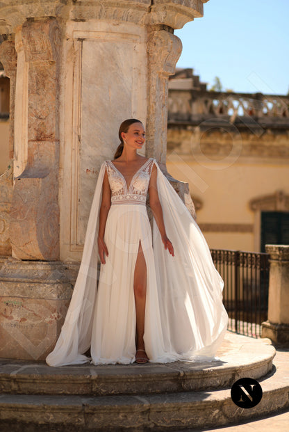 Verginia A-line Deep V-neck Ivory Wedding dress 7