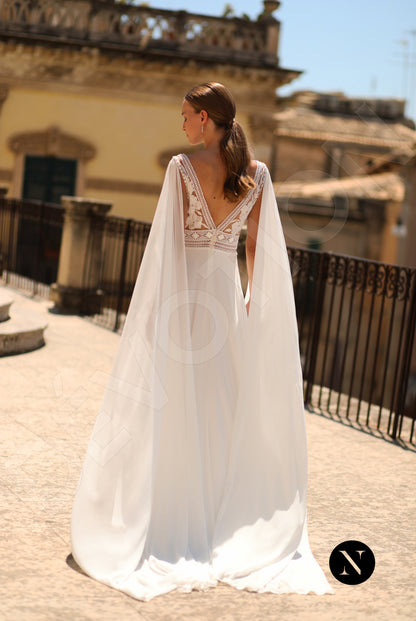 Verginia A-line Deep V-neck Ivory Wedding dress Back