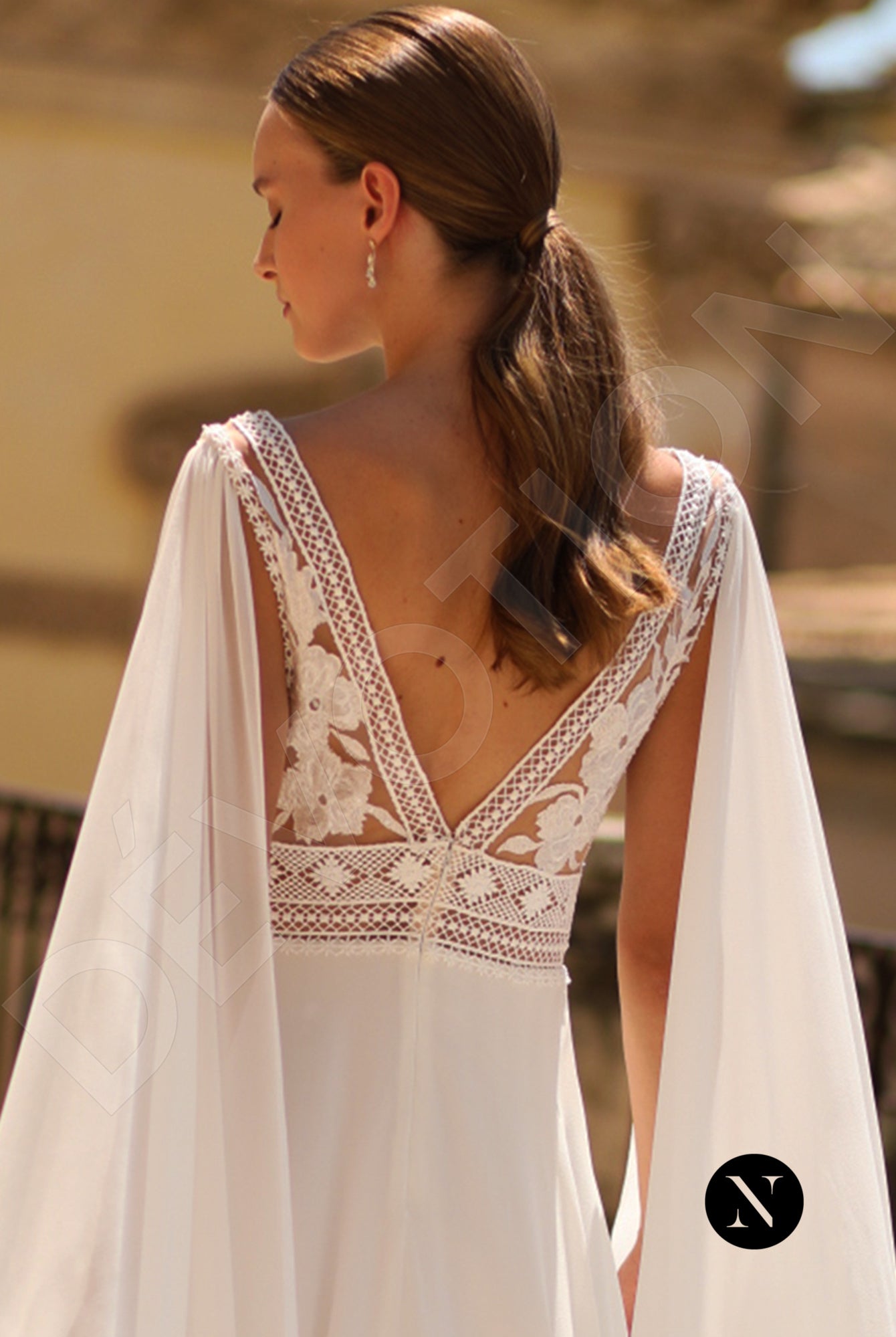 Verginia A-line Deep V-neck Ivory Wedding dress 6