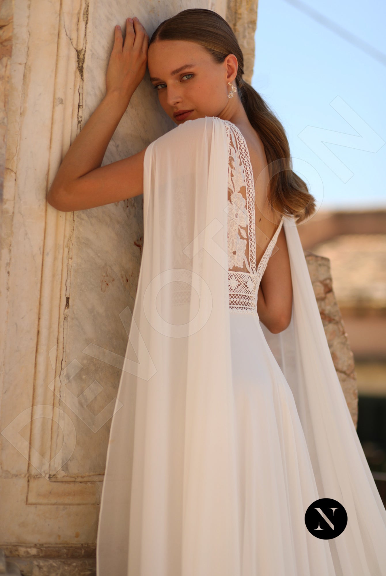 Verginia A-line Deep V-neck Ivory Wedding dress 3