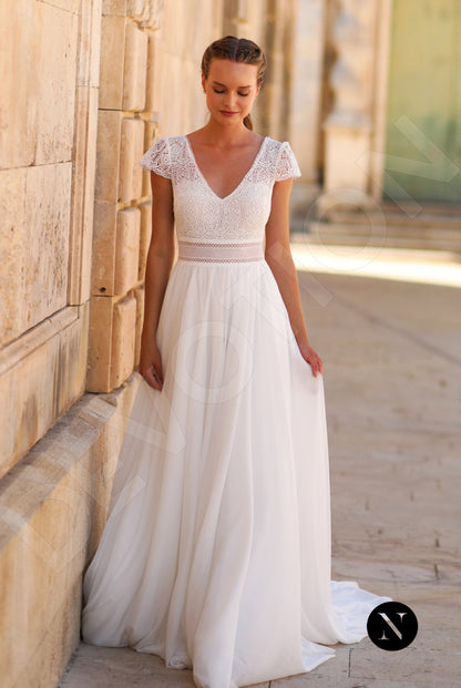 Cora A-line V-neck Ivory Wedding dress Front