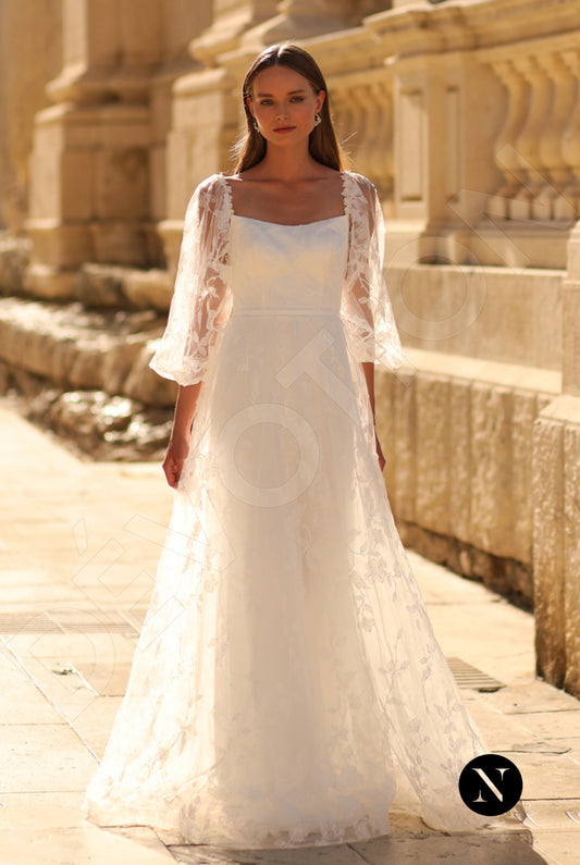 Fibi A-line Square Ivory Wedding dress