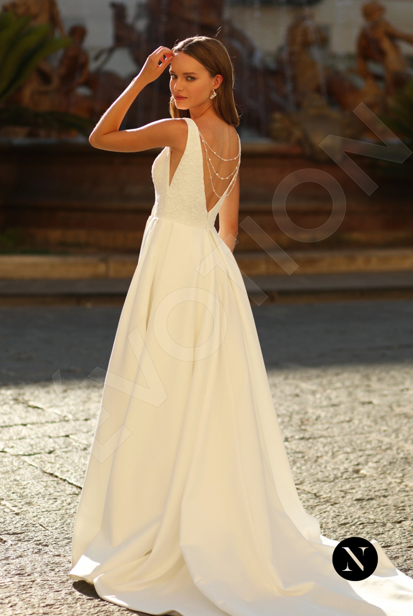 Vanessa A-line Deep V-neck Ivory Wedding dress 6