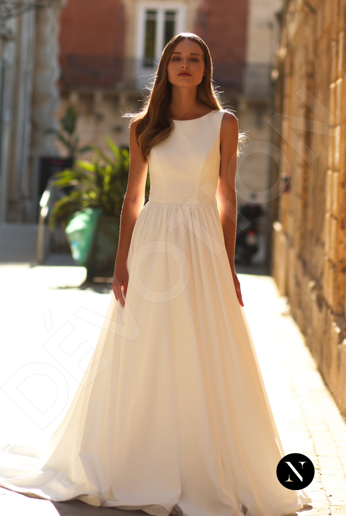 Gerde A-line Boat/Bateau Ivory Wedding dress