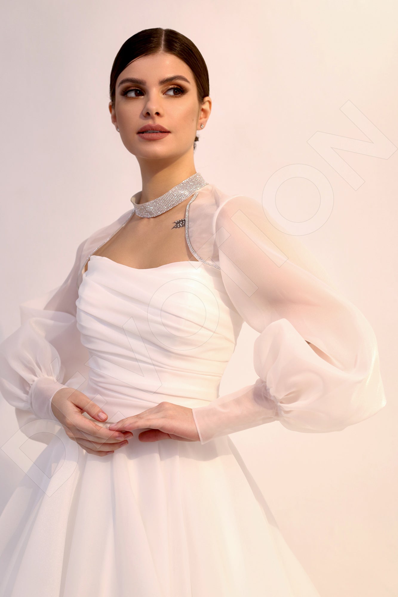 Ariala Princess/Ball Gown Straight Across Light Ivory Wedding dress