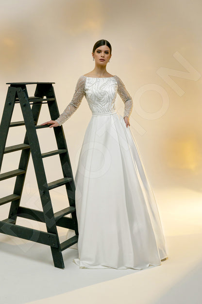Belliana A-line Boat/Bateau Light Ivory Wedding dress