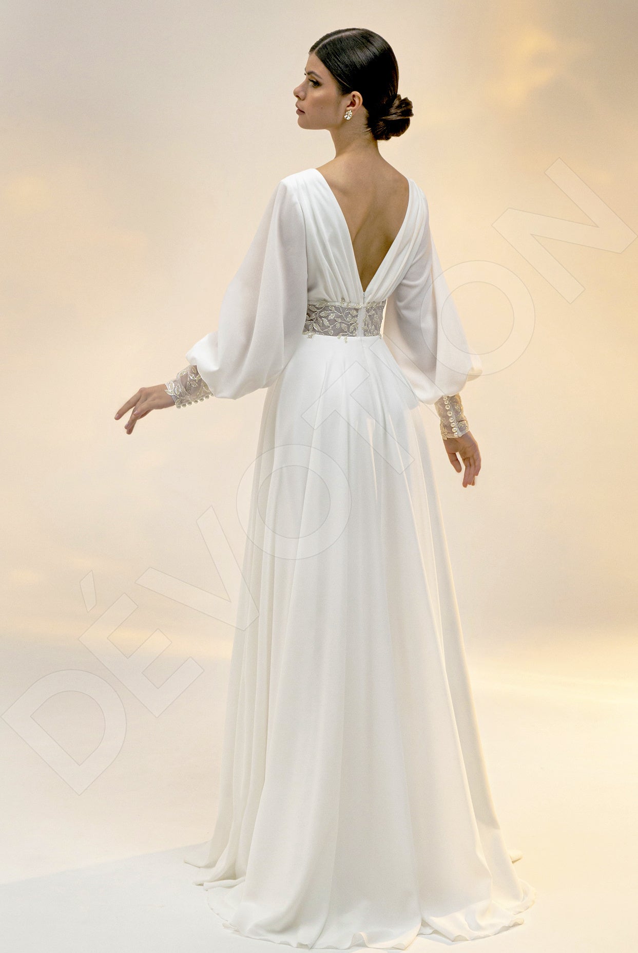 Afinea A-line V-neck Light Ivory Wedding dress