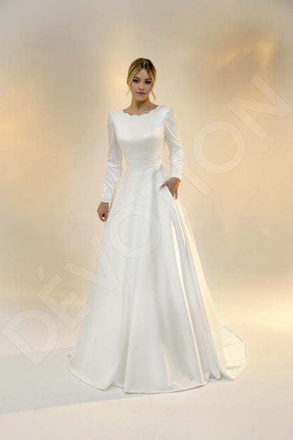 Agnela A-line Jewel Light Ivory Wedding dress
