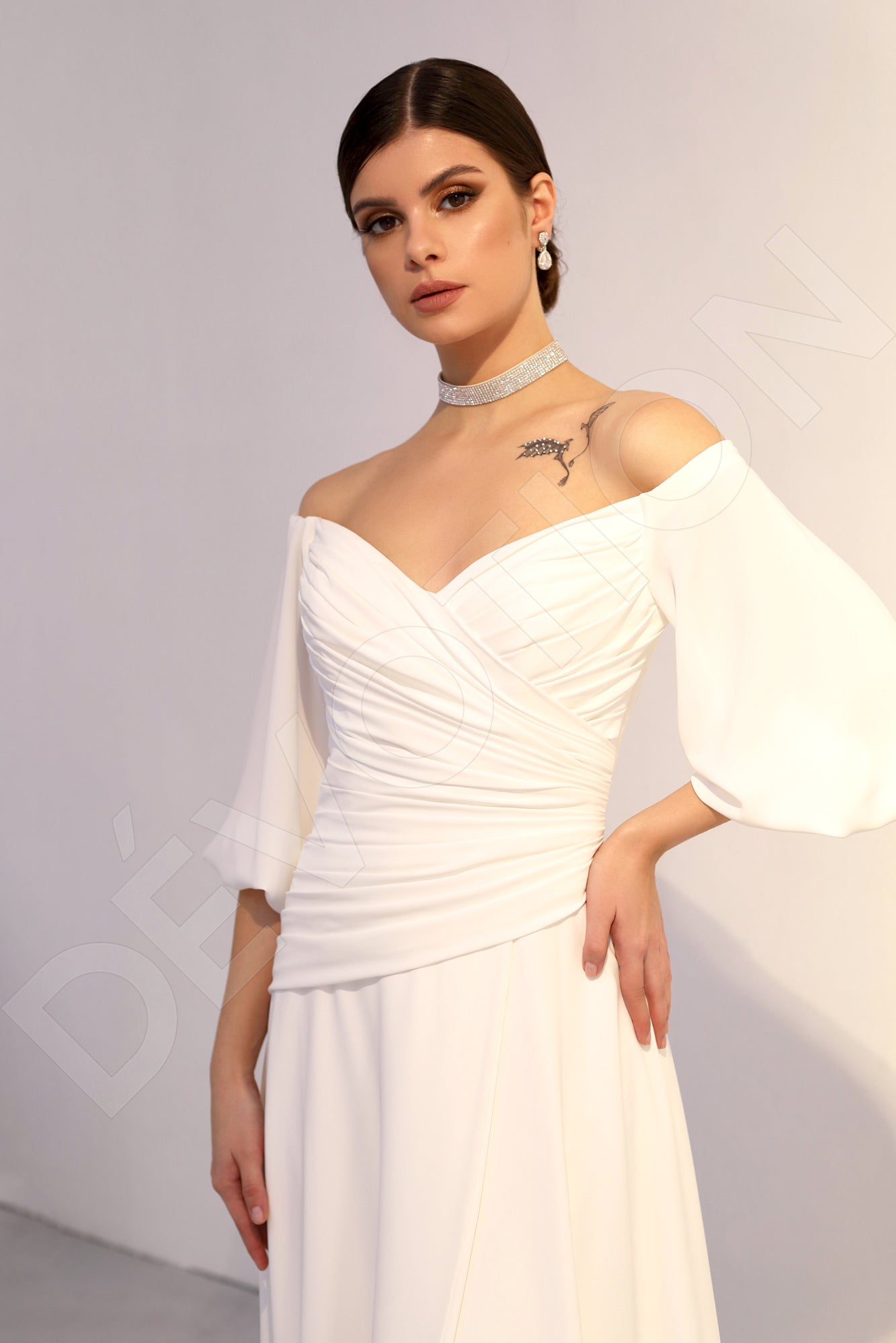 Gilda A-line Off-Shoulder/Drop Shoulders Light Ivory Wedding dress