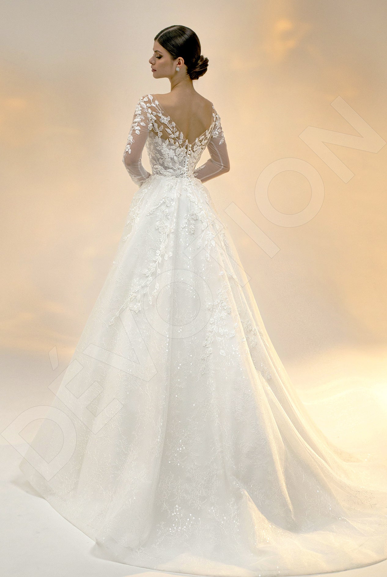 Lizzie Princess/Ball Gown Illusion Light Ivory Wedding dress