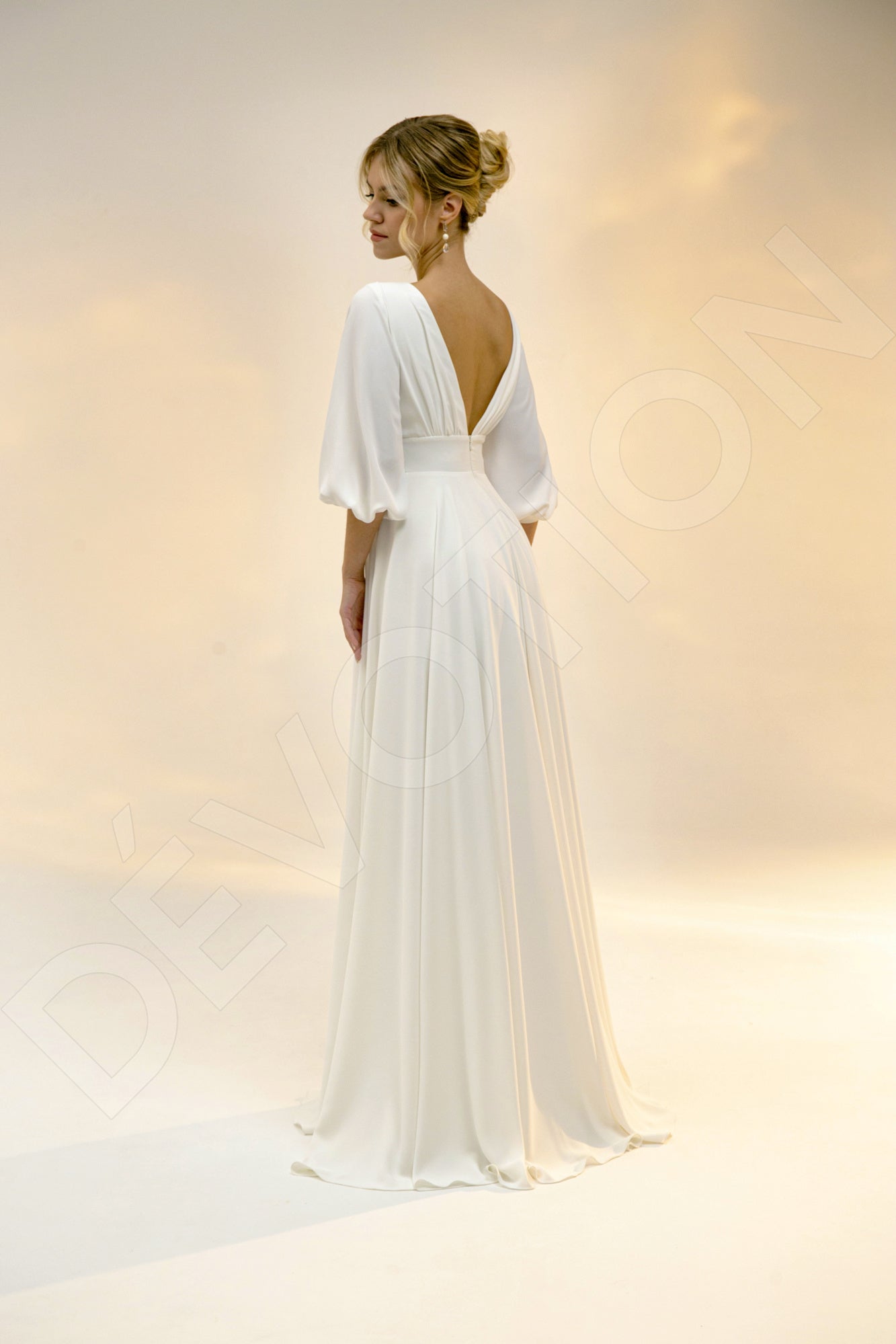 Odetta A-line V-neck Light Ivory Wedding dress