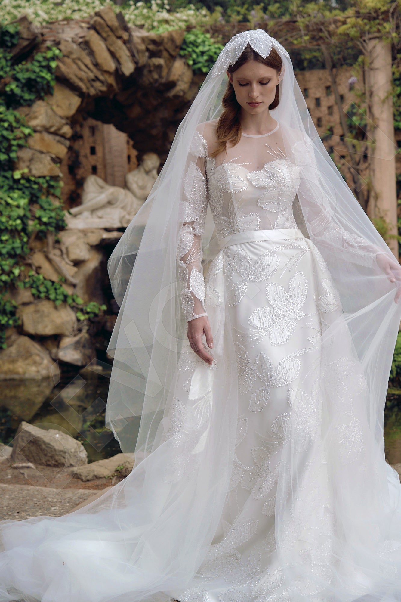 Kimia A-line Jewel Milk Wedding dress