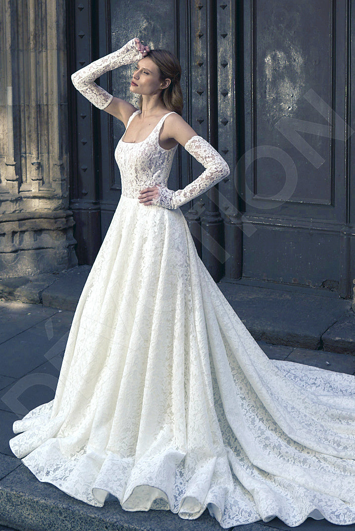 Francina A-line Square Milk Wedding dress