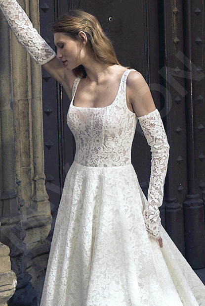 Francina A-line Square Milk Wedding dress