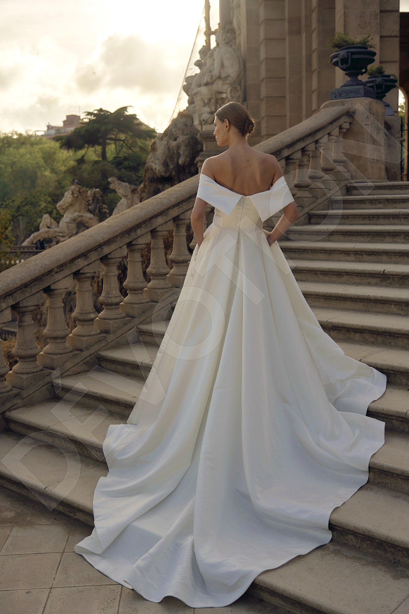 Jessica A-line Off-shoulder/Drop shoulders Milk Wedding dress