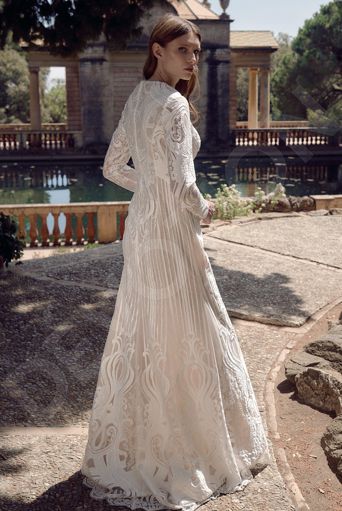 Eleonor A-line Jewel Milk/Nude Wedding dress